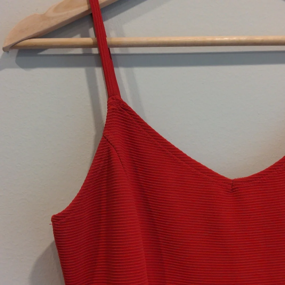 Red Ribbed Mini Dress - Picture 2 of 7